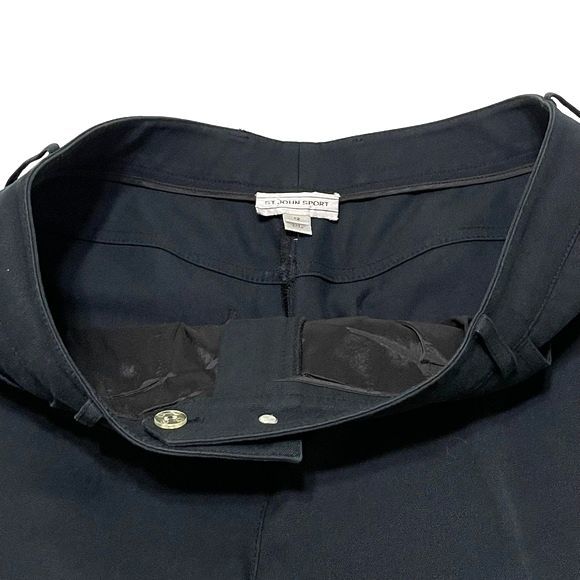 St John Sport Straight Black Crop Jeans Pants Metal Tag Logo 5 Pockets Size 12 - Picture 6 of 14